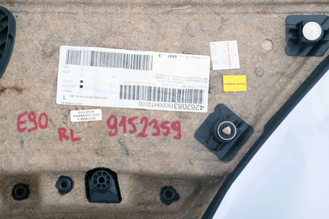 BMW E90 E90N LCI Pannello Porta Tessuto Posteriore Sinistra Antracite - SKU 9152359 - Numero di parte 9152359