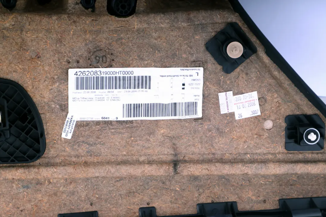 BMW 3 Series E90 Black Cloth Rear Right O/S Door Card Lining Cloth Trim Panel - SKU 9152360-1 - Part number 9152360
