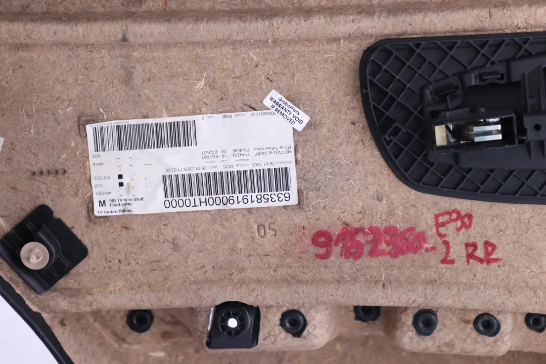 BMW 3 er E90 Türverkleidung aus Stoff Hinten Rechts Schwarz - SKU 9152360-2 - Teilenummer 9152360