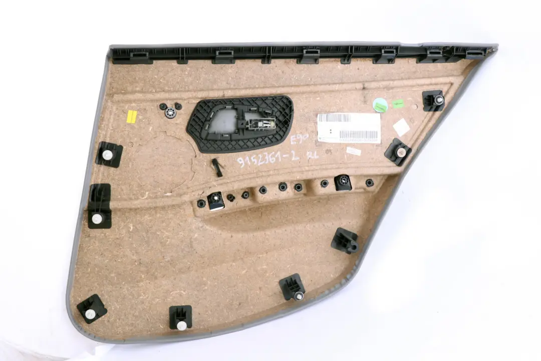 Grey Cloth Rear Left N/S Door Card Lining Cloth Trim Panel to BMW E90 with Part number 9152361 BMW E90 Grey Cloth Rear Left N/S Door Card Lining Cloth Trim Panel - SKU 9152361-2 - Part number 9152361