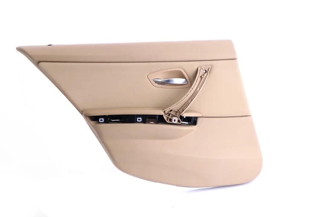 Left N/S Beige Door Card Lining Cloth Trim Panel to BMW 3 Series E90 Rear with Part number 9152363 BMW 3 Series E90 Rear Left N/S Beige Door Card Lining Cloth Trim Panel - SKU 9152363 - Part number 9152363