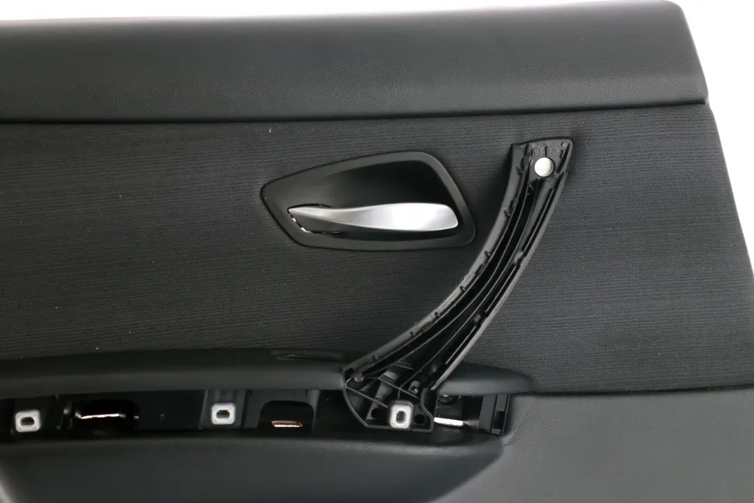 Left Door Card Cloth Citrus Black Trim Panel para BMW E90 Rear con número de pieza 9152373 BMW E90 Rear Left Door Card Cloth Citrus Black Trim Panel - SKU 9152373 - Número de pieza 9152373