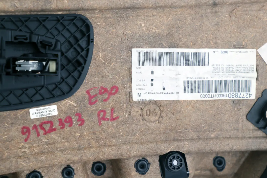 BMW E90 E91 Schwarzer Stoff Hinten Links Türkartenverkleidung Verkleidung - SKU 9152393 - Teilenummer 9152393