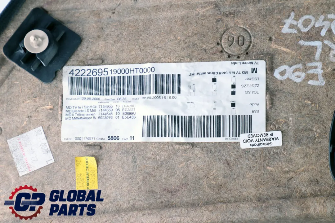 BMW E91 Pannello Posteriore Sinistro Della Scheda Porta Tessuto Citrus Antracite - SKU 9152407 - Numero di parte 9152407