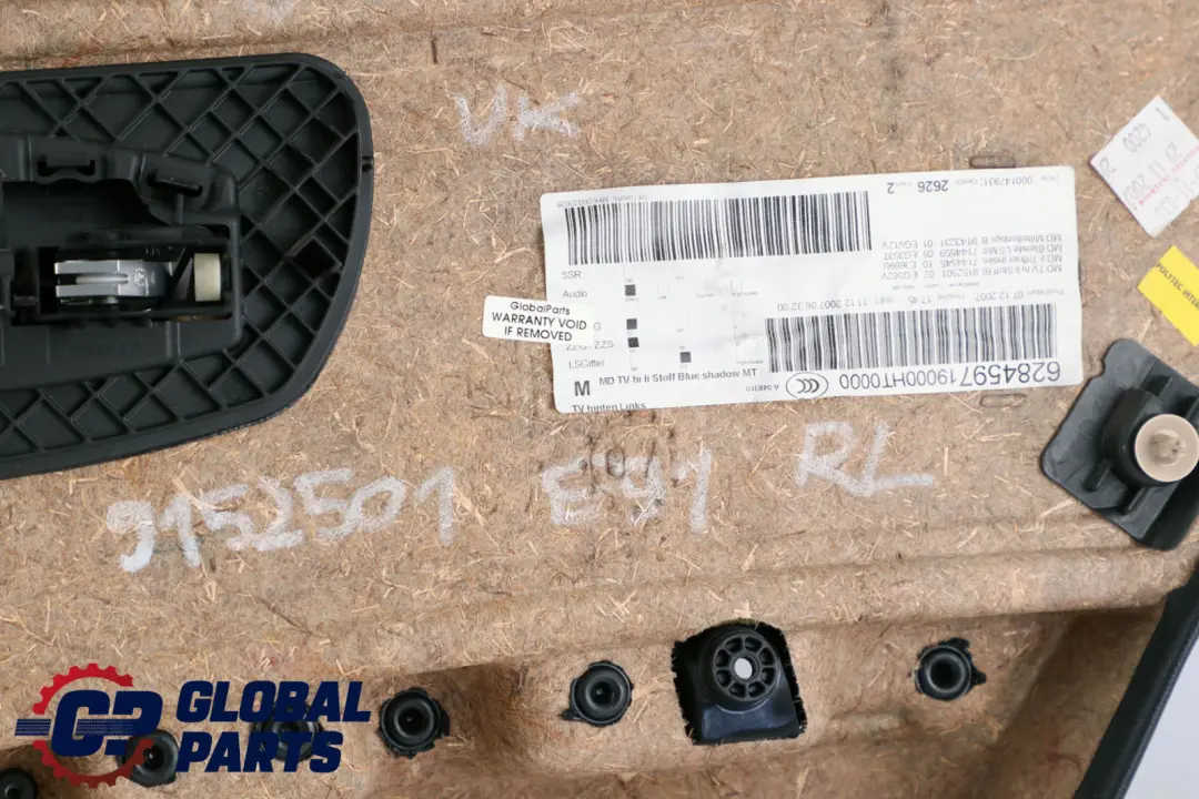 BMW E91 Touring Trasera Izquierda Puerta Tarjeta Tela Alcantara - SKU 9152501 - Número de pieza 9152501