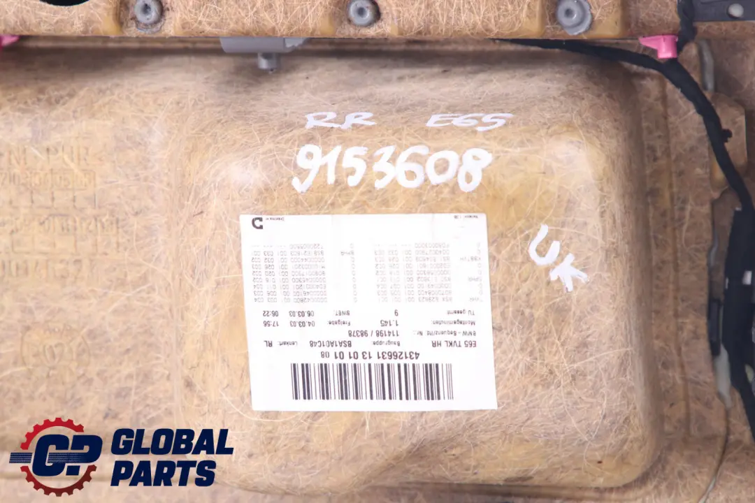 BMW 7 er E65 E66 Türverkleidung Abdeckung Hinten Rechts Leder Pearl Schwarz - SKU 9153608 - Teilenummer 9153608