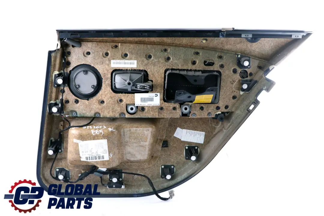 Left N/S Door Card Leather Cream Beige Lining Trim to BMW 7 Series E65 E66 Rear with Part number 9153613 BMW 7 Series E65 E66 Rear Left N/S Door Card Leather Cream Beige Lining Trim - SKU 9153613 - Part number 9153613