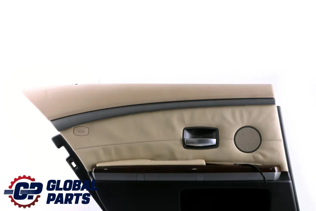Left N/S Door Card Leather Cream Beige Lining Trim to BMW 7 Series E65 E66 Rear with Part number 9153613 BMW 7 Series E65 E66 Rear Left N/S Door Card Leather Cream Beige Lining Trim - SKU 9153613 - Part number 9153613