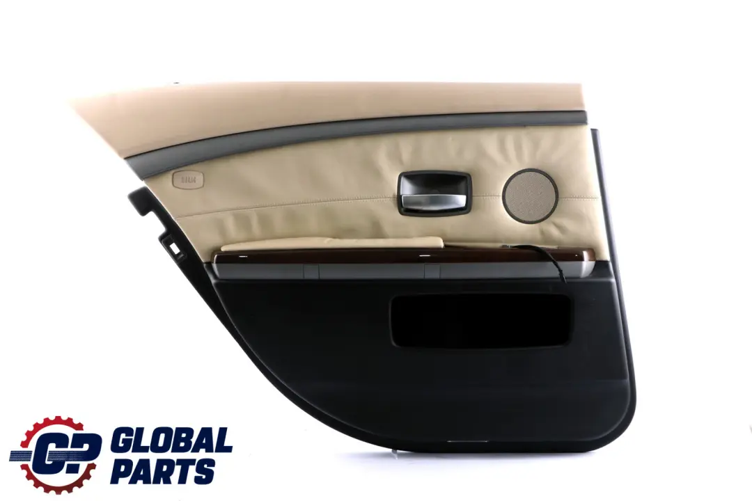 Left N/S Door Card Leather Cream Beige Lining Trim to BMW 7 Series E65 E66 Rear with Part number 9153613 BMW 7 Series E65 E66 Rear Left N/S Door Card Leather Cream Beige Lining Trim - SKU 9153613 - Part number 9153613