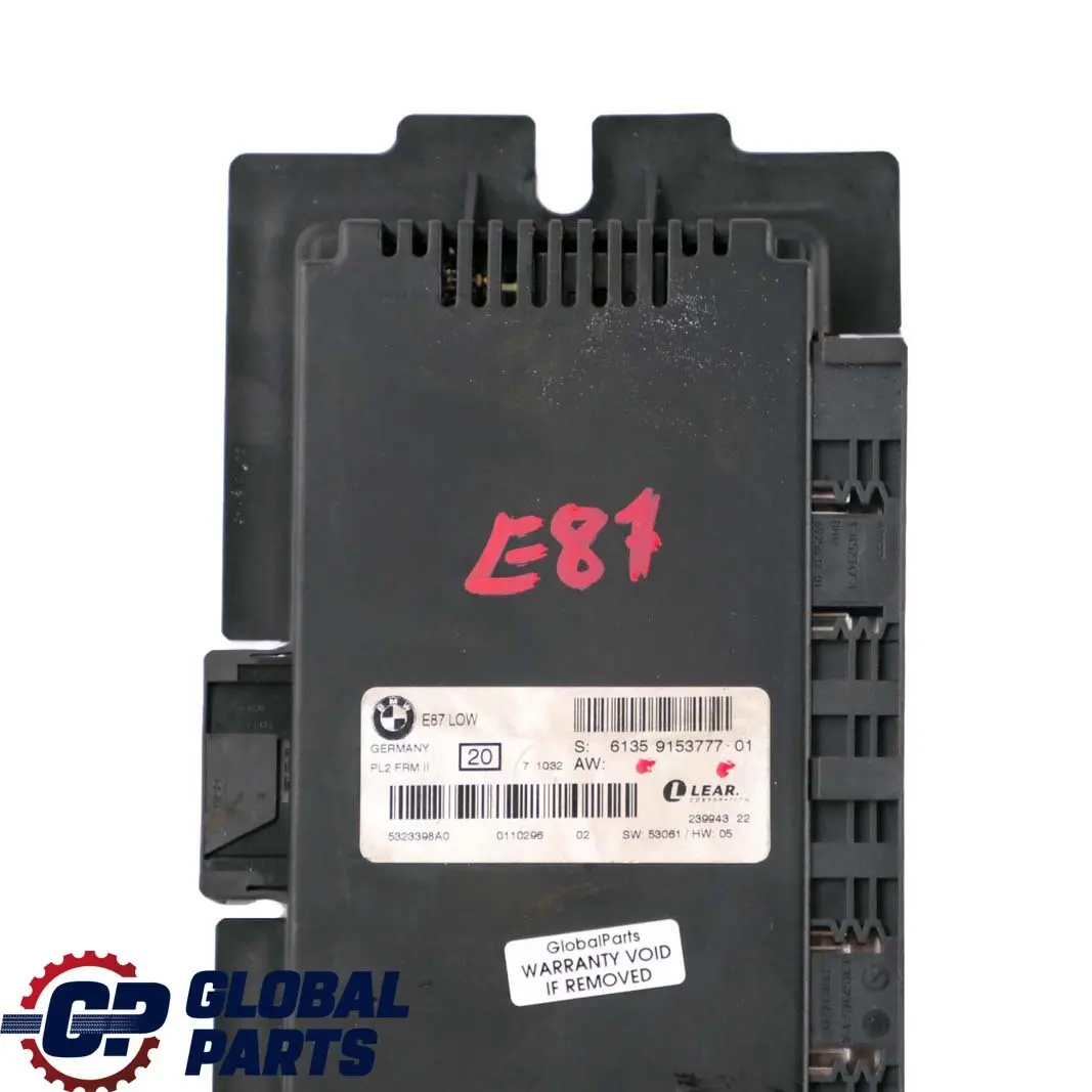 Light Control Footwell Module ECU LCM LOW PL2 FRM II to BMW 1 Series E87 with Part number 9153777 BMW 1 Series E87 Light Control Footwell Module ECU LCM LOW PL2 FRM II - SKU 9153777 - Part number 9153777
