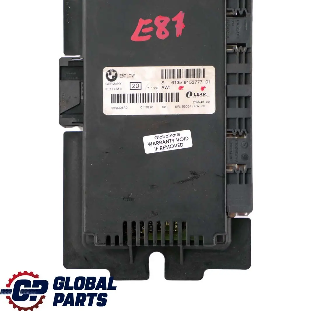 Light Control Footwell Module ECU LCM LOW PL2 FRM II to BMW 1 Series E87 with Part number 9153777 BMW 1 Series E87 Light Control Footwell Module ECU LCM LOW PL2 FRM II - SKU 9153777 - Part number 9153777