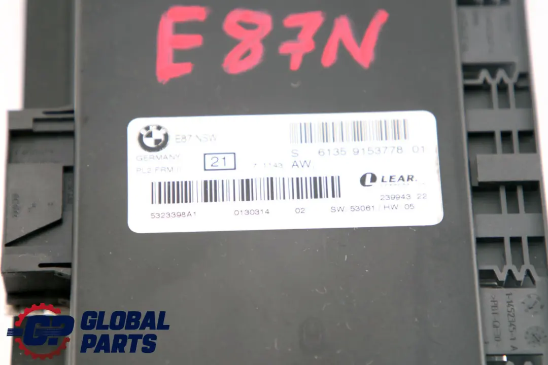 BMW E87 LCI ECU Modulo De Luz Footwell NSW PL2 FRM II Lear - SKU 9153778 - Número de pieza 9153778