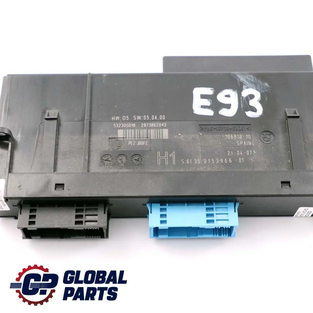 ECU Karosseriesteuergerät H1 PL2 JBBFE 6135 für BMW E93 mit Teilenummer 9153966 BMW E93 ECU Karosseriesteuergerät H1 PL2 JBBFE 6135 - SKU 9153966 - Teilenummer 9153966