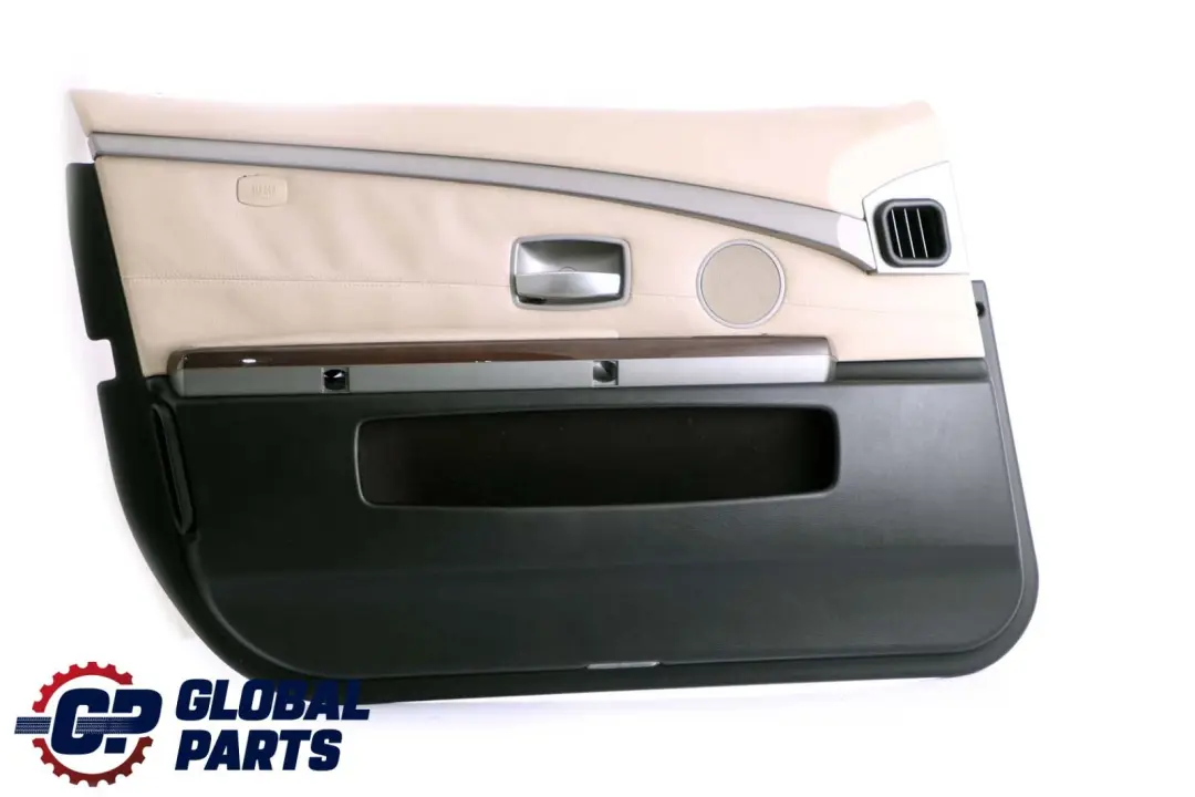 Front Left N/S Door Card Leather Cream Beige Lining Trim to BMW 7 Series E65 E66 with Part number 9154461 BMW 7 Series E65 E66 Front Left N/S Door Card Leather Cream Beige Lining Trim - SKU 9154461 - Part number 9154461