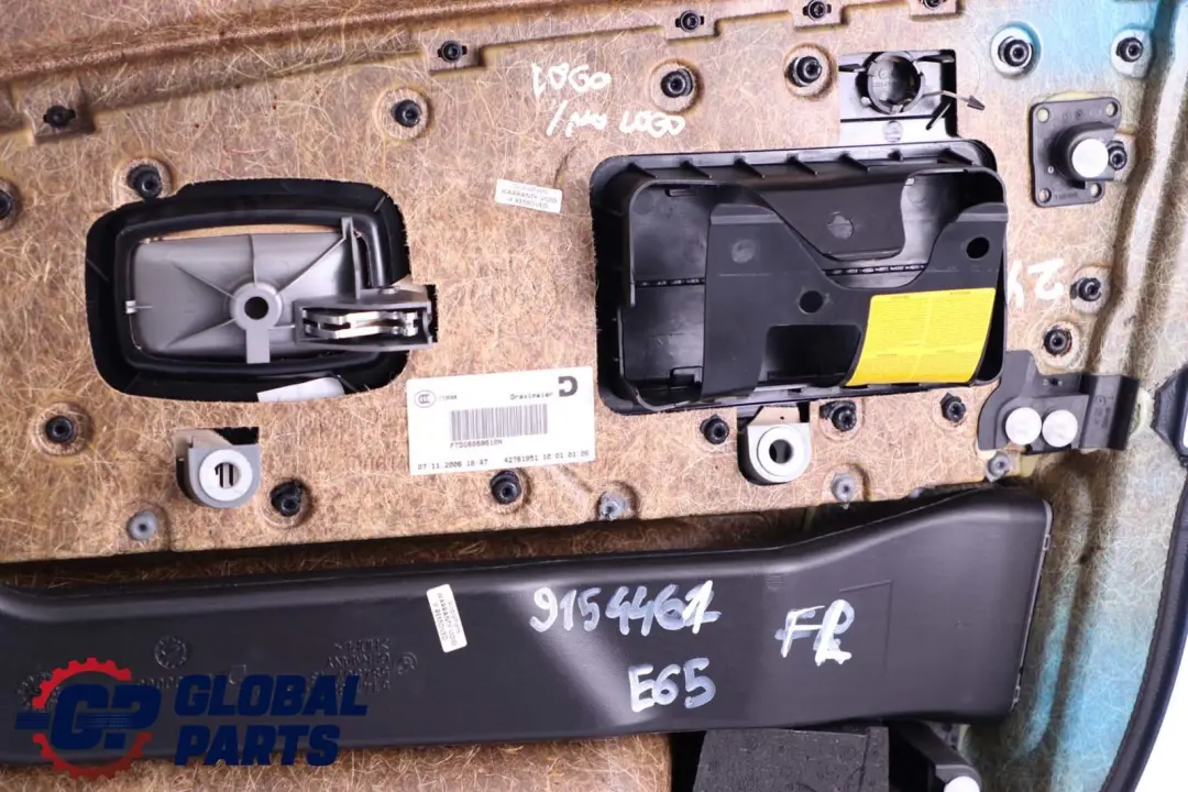 Front Left N/S Door Card Leather Cream Beige Lining Trim to BMW 7 Series E65 E66 with Part number 9154461 BMW 7 Series E65 E66 Front Left N/S Door Card Leather Cream Beige Lining Trim - SKU 9154461 - Part number 9154461