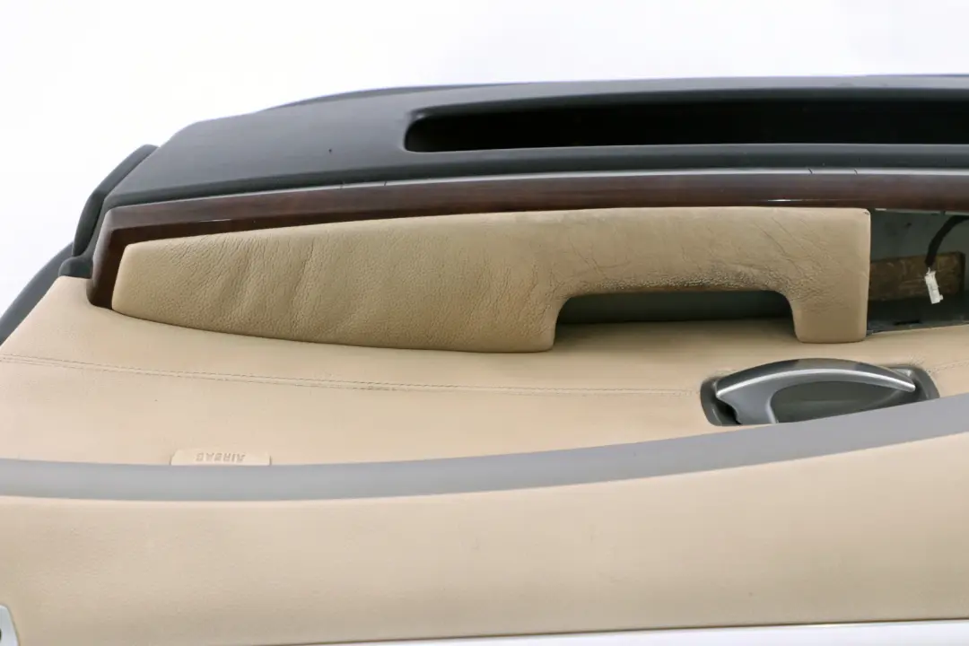 Front Right O/S Door Card Leather Cream Beige Lining Trim to BMW 7 Series E65 E66 with Part number 9154462 BMW 7 Series E65 E66 Front Right O/S Door Card Leather Cream Beige Lining Trim - SKU 9154462 - Part number 9154462