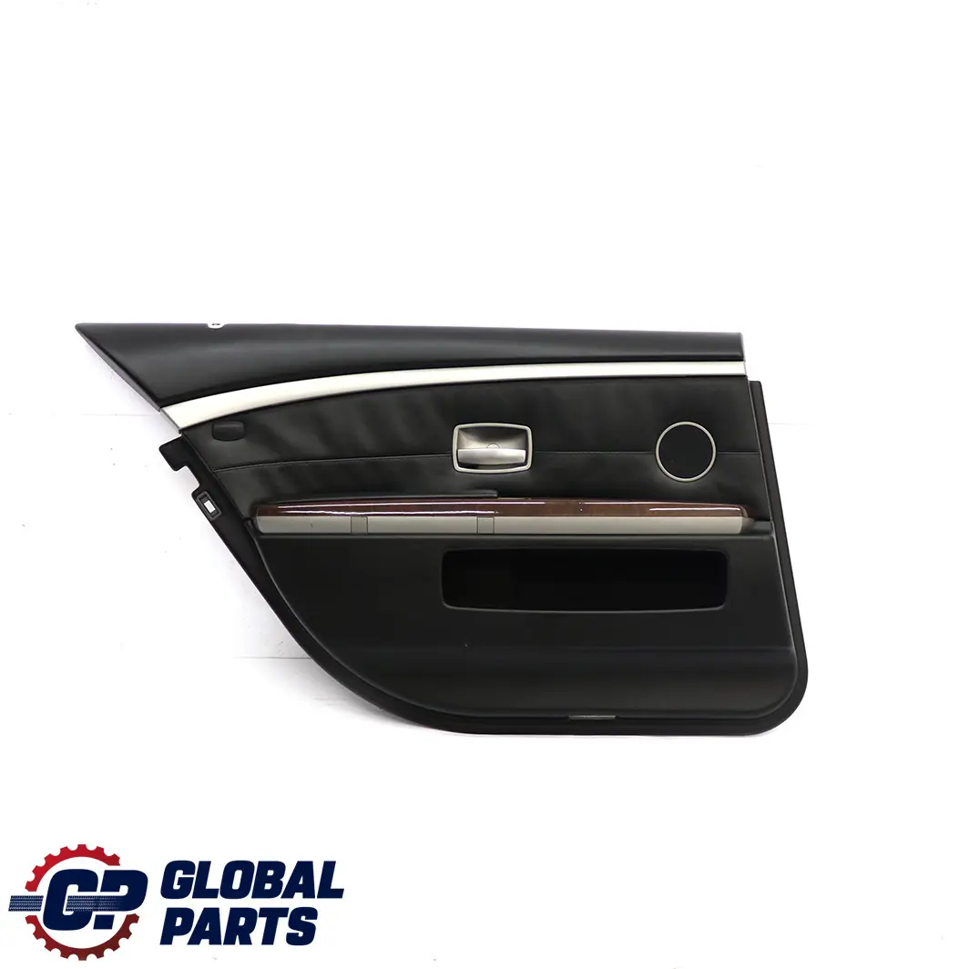 BMW E66 Scheda porta posteriore sinistra lunga Rivestimento in pelle nera nasca