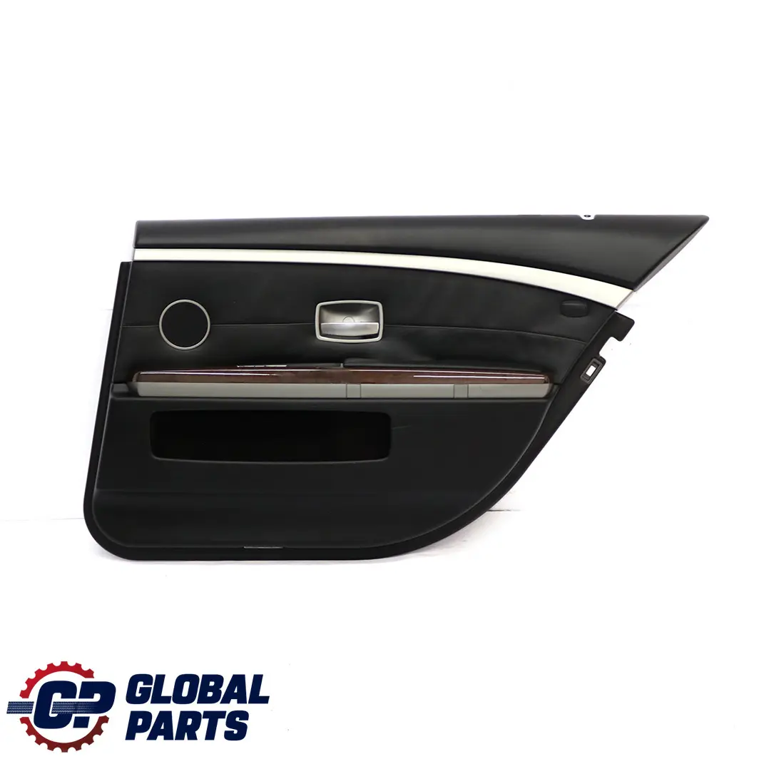 BMW E66 Long Rear Right Door Card Leather Nasca Black Lining Trim