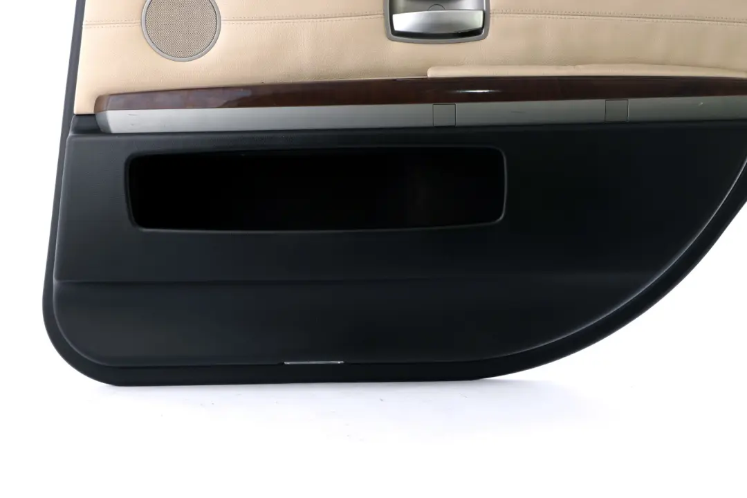 Right O/S Door Card Leather Cream Beige Lining Trim to BMW 7 Series E66 Long Rear with Part number 9154754 BMW 7 Series E66 Long Rear Right O/S Door Card Leather Cream Beige Lining Trim - SKU 9154754 - Part number 9154754
