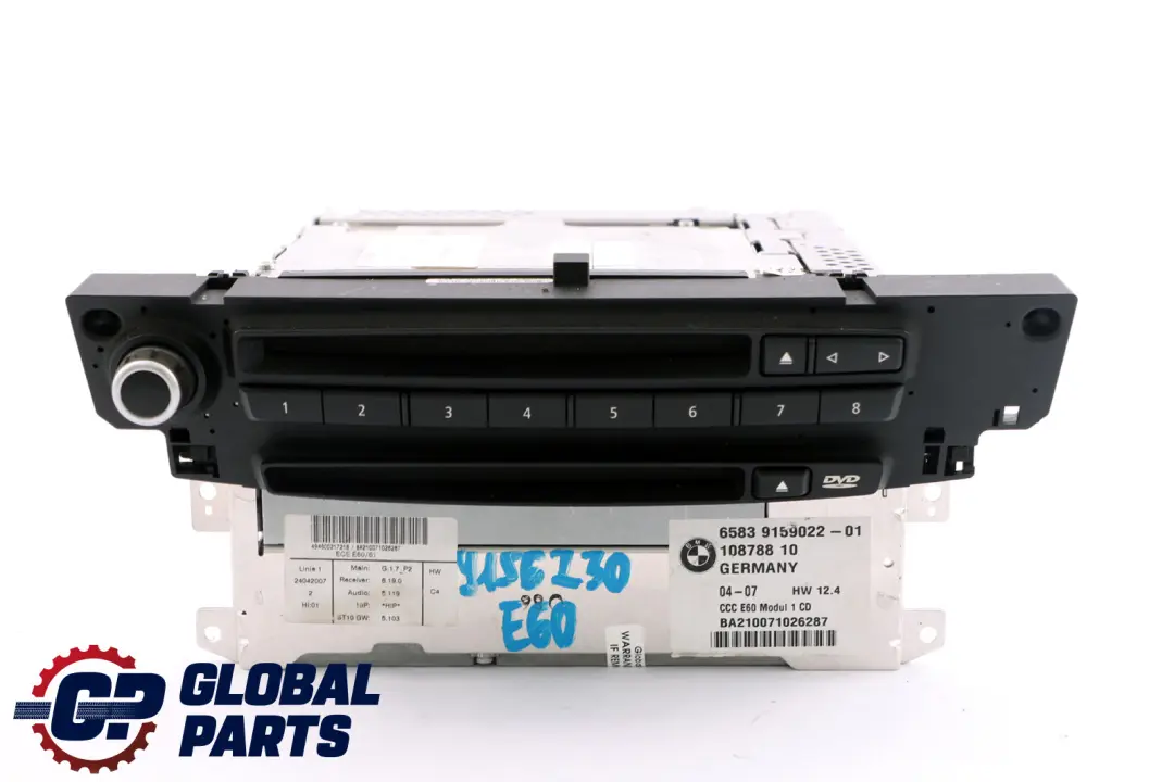 BMW E60 E61 E63 Profesional CCC Controlador del Sistema De Navegacion 9159022 - SKU 9156230 - Número de pieza 9156230