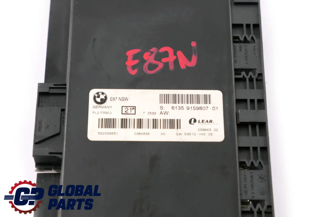 BMW E87 LCI ECU Modulo De Luz Footwell NSW PL2 FRM II Lear - SKU 9159807 - Número de pieza 9159807