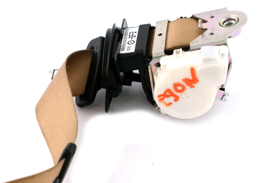 Cinturón de seguridad delantero derecho superior Beige para BMW E90 E91 LCI con número de pieza 9160106 BMW E90 E91 LCI Cinturón de seguridad delantero derecho superior Beige - SKU 9160106 - Número de pieza 9160106