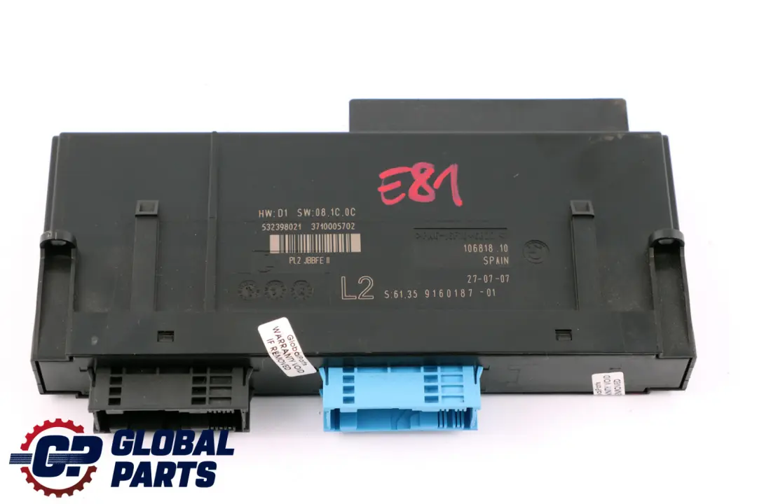 Module de commande de carrosserie ECU pour BMW E81 à propos du numéro de pièce 61359160187 BMW E81 Module de commande de carrosserie ECU - SKU 9160187 - Numéro de pièce 61359160187