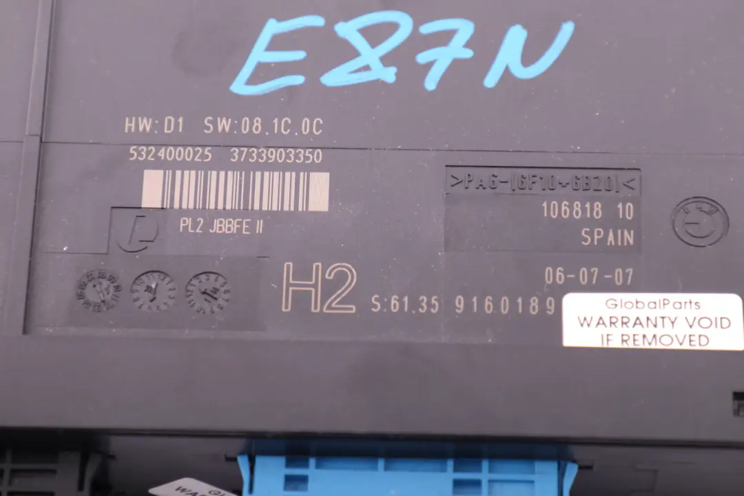 ECU Karosseriesteuergerät H2 6135 für BMW E87 LCI mit Teilenummer 61359160189 BMW E87 LCI ECU Karosseriesteuergerät H2 6135 - SKU 9160189 - Teilenummer 61359160189