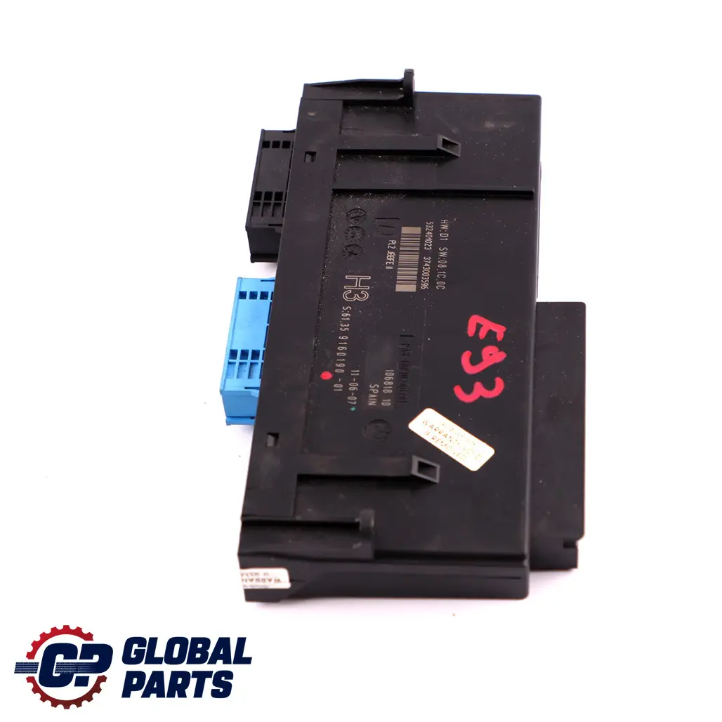 ECU Boîte jonction module commande carrosserie H3 PL2 JBBFE II pour BMW E93 à propos du numéro de pièce 9160190 BMW E93 ECU Boîte jonction module commande carrosserie H3 PL2 JBBFE II - SKU 9160190 - Numéro de pièce 9160190
