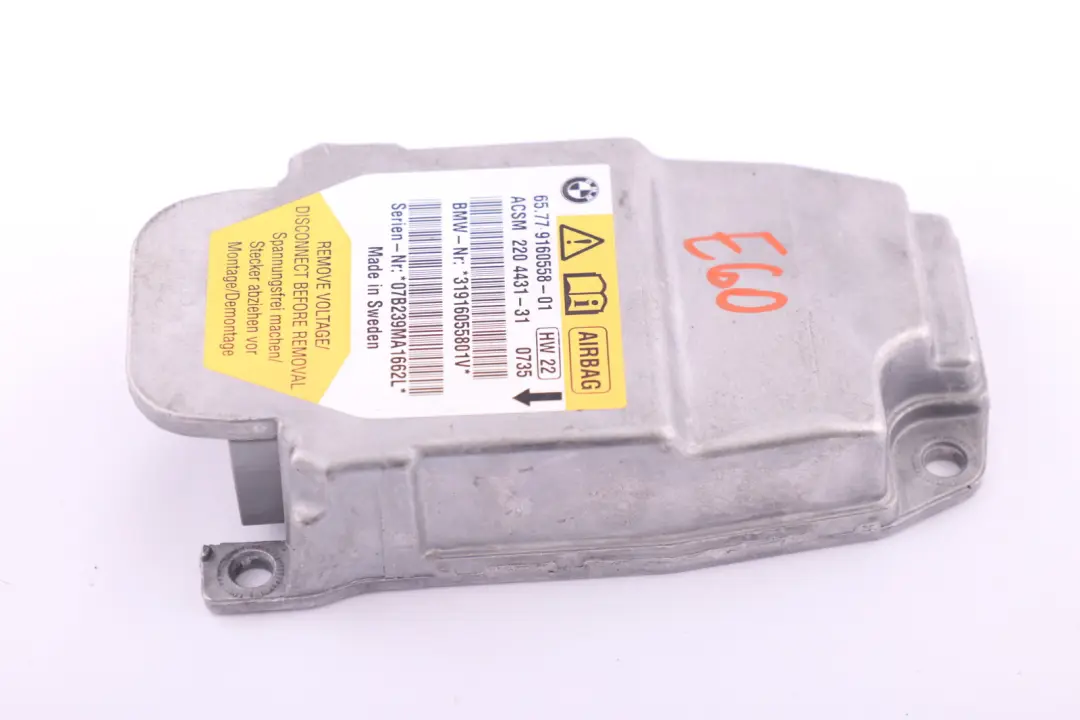 BMW 5 Series E60 E60N E61 E61N LCI Airbag ECU Control Unit Module - SKU 9160558 - Part number 9160558