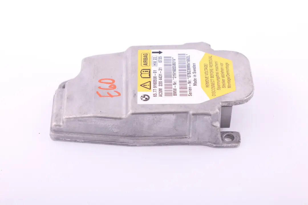 Airbag ECU Unidad De Control Modulo para BMW E60 E60N E61 E61N LCI con número de pieza 9160558 BMW E60 E60N E61 E61N LCI Airbag ECU Unidad De Control Modulo - SKU 9160558 - Número de pieza 9160558