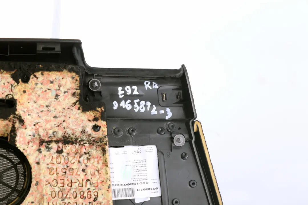 BMW 3 Series 3 E92 Rear Right O/S Door Card Lining Black Anthracite Trim Panel - SKU 9165872-3 - Part number 9165872