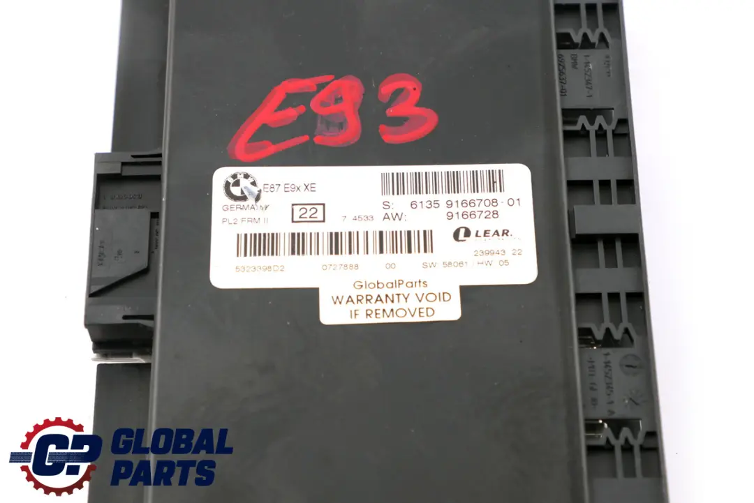 Moduł Sterownik Świateł do BMW E93 o numerze 9166708 BMW E93 Moduł Sterownik Świateł - SKU 9166708-3 - Numer Części 9166708