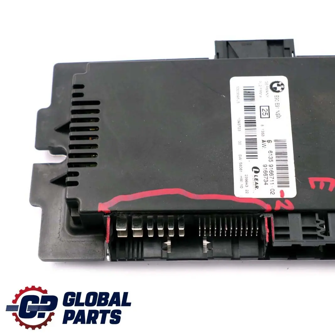 Footwell Luz Modulo De Control ECU NSW PL2 FRM II Lear para BMW E91 2 con número de pieza 9166711 BMW E91 2 Footwell Luz Modulo De Control ECU NSW PL2 FRM II Lear - SKU 9166711-2 - Número de pieza 9166711