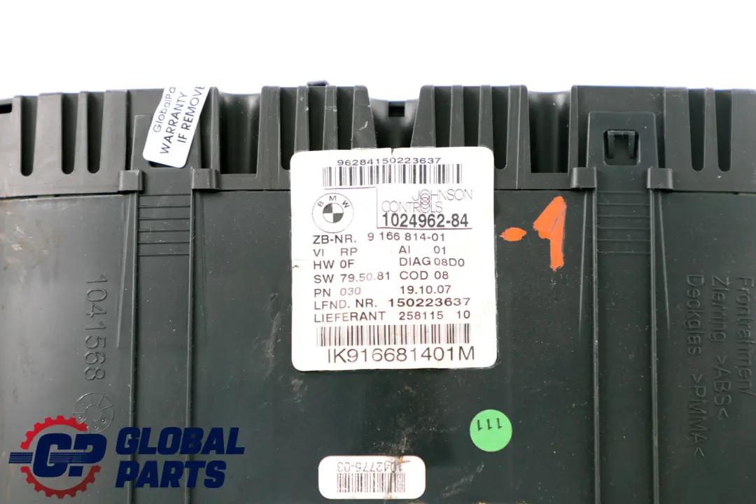 Instrument Cluster Speedo Clocks Manual to BMW 1 Series E81 E82 E87 Petrol with Part number 9166814 BMW 1 Series E81 E82 E87 Petrol Instrument Cluster Speedo Clocks Manual - SKU RHD-9166814-1 - Part number 9166814