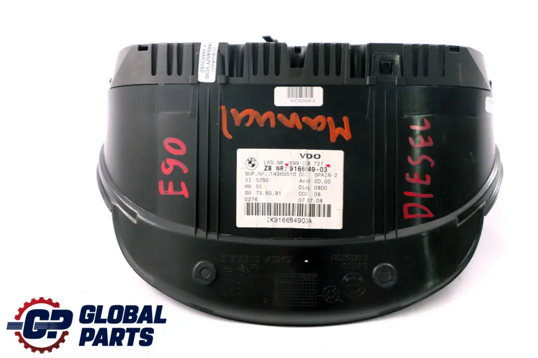 Instrument Cluster Speedo Clocks to BMW 3 X1 Series E84 E90 E91 Diesel with Part number 62109166849 BMW 3 X1 Series E84 E90 E91 Diesel Instrument Cluster Speedo Clocks - SKU 9166849 - Part number 62109166849