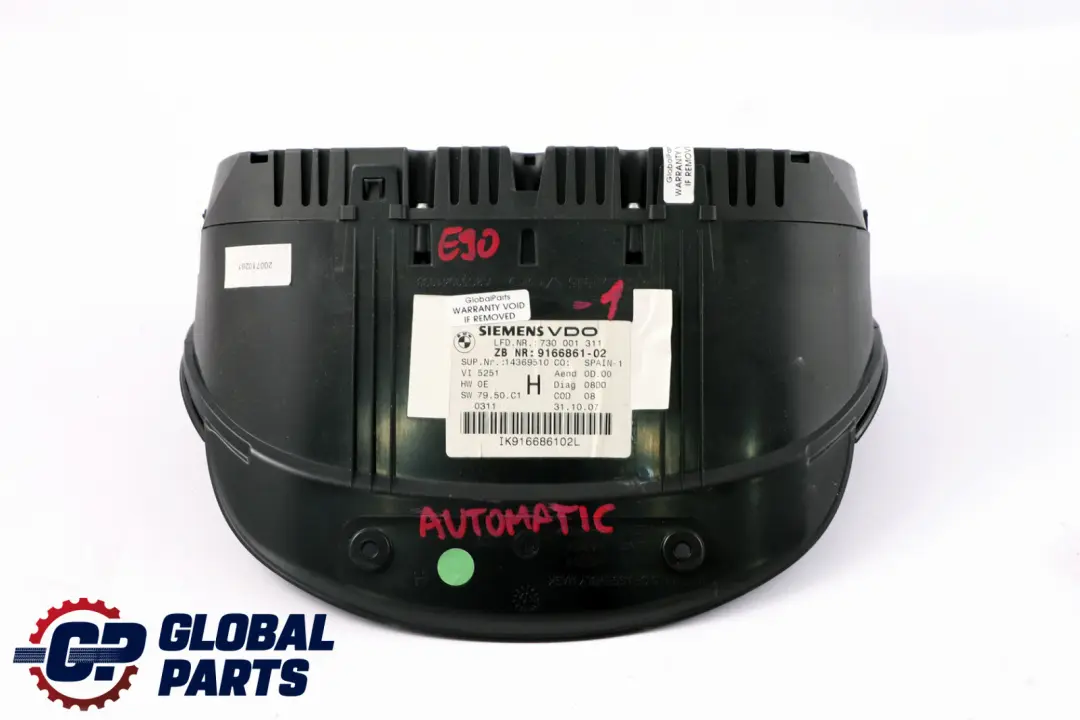 Instrument Speedometer Clocks to BMW 3 Series E90 E91 E92 Diesel Automatic with Part number 9166861 BMW 3 Series E90 E91 E92 Diesel Automatic Instrument Speedometer Clocks - SKU 9166861-1 - Part number 9166861