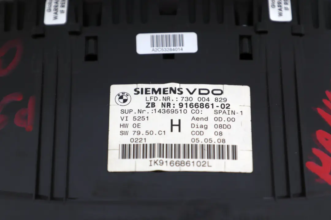 BMW 3 Series E90 E91 E92 Diesel Manual Instrument Speedometer Clocks - SKU 9166861 - Part number 9166861