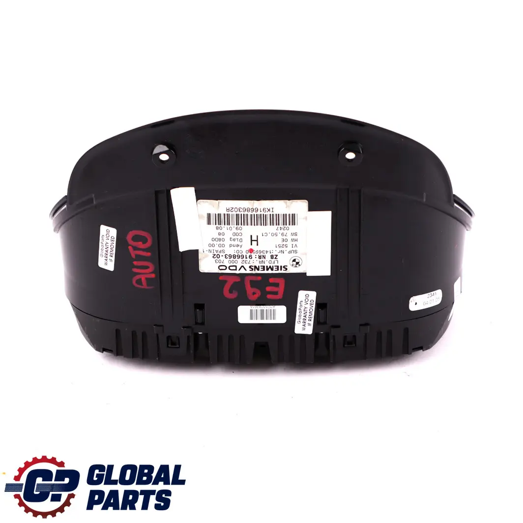 M57N2 Instrument Cluster Speedo Clocks Automatic to BMW 3 E90 E91 E92 335d with Part number 9166863 BMW 3 E90 E91 E92 335d M57N2 Instrument Cluster Speedo Clocks Automatic - SKU RHD-9166863 - Part number 9166863