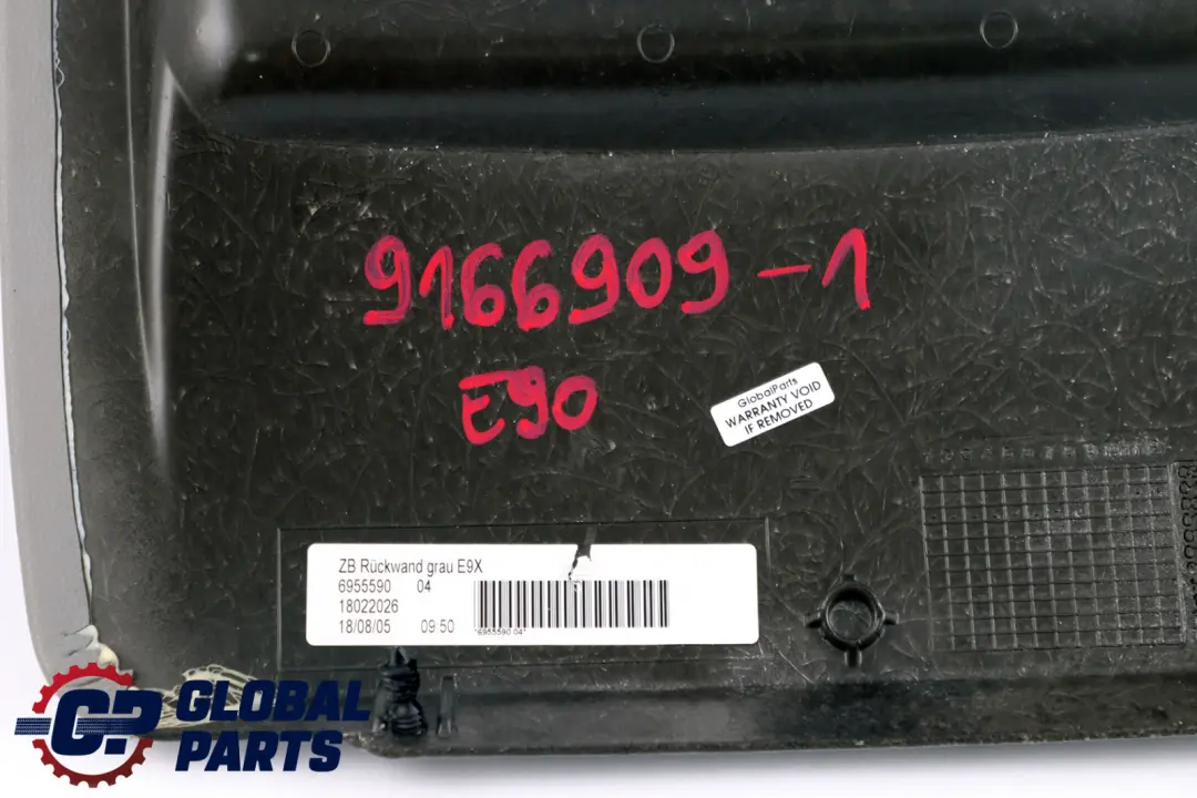 BMW 3 Series E90 E91 E92 LCI Rear Panel Seat Without Net Bag Grey Grau - SKU 9166909-1 - Part number 9166909