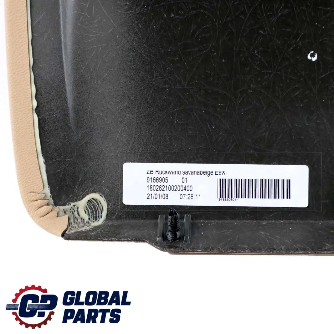 Panel Trasero Asiento Beige para BMW E90 E91 LCI con número de pieza 9166910 BMW E90 E91 LCI Panel Trasero Asiento Beige - SKU 9166910 - Número de pieza 9166910