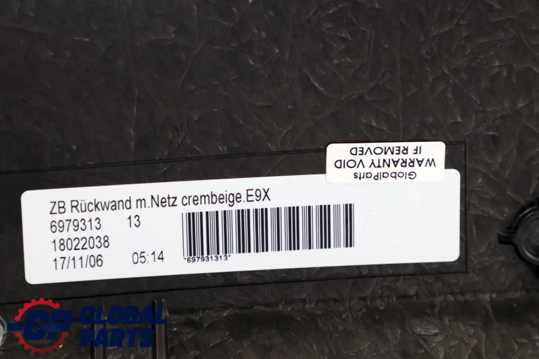 BMW E92 LCI Asiento Panel Trasero Con Bolsa De Red Crema Beige - SKU 9166913 - Número de pieza 9166913