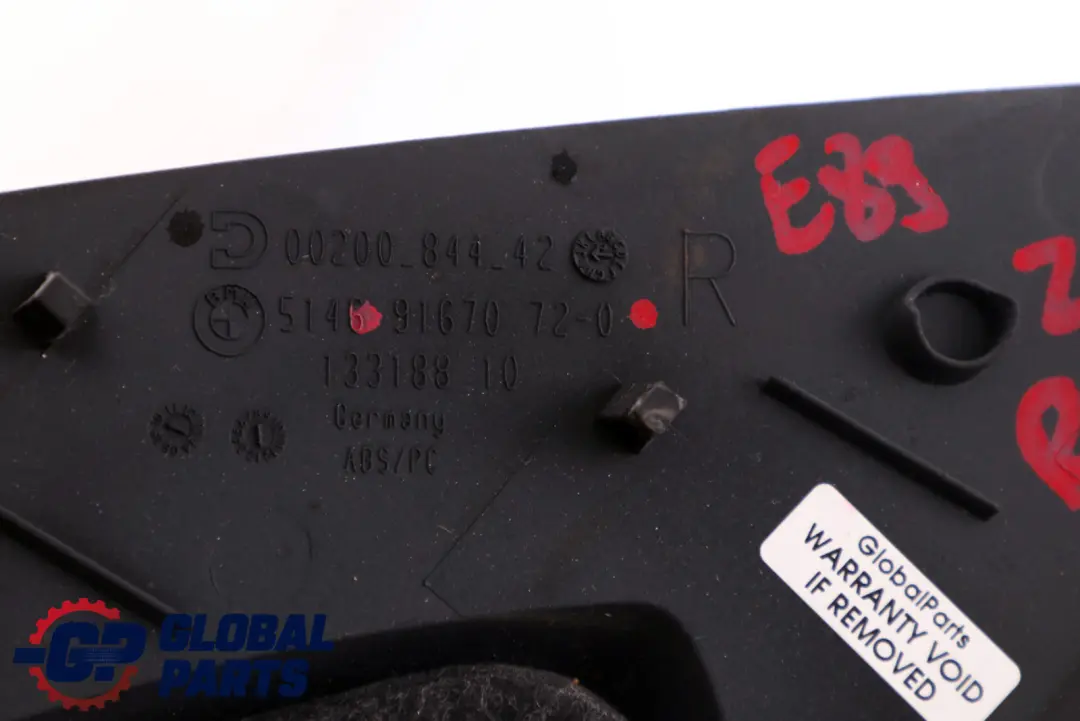 Side Trim Top Upper Inner Trim Panel Right O/S Black to BMW Z4 Series E89 with Part number 9167072 BMW Z4 Series E89 Side Trim Top Upper Inner Trim Panel Right O/S Black - SKU 9167072 - Part number 9167072