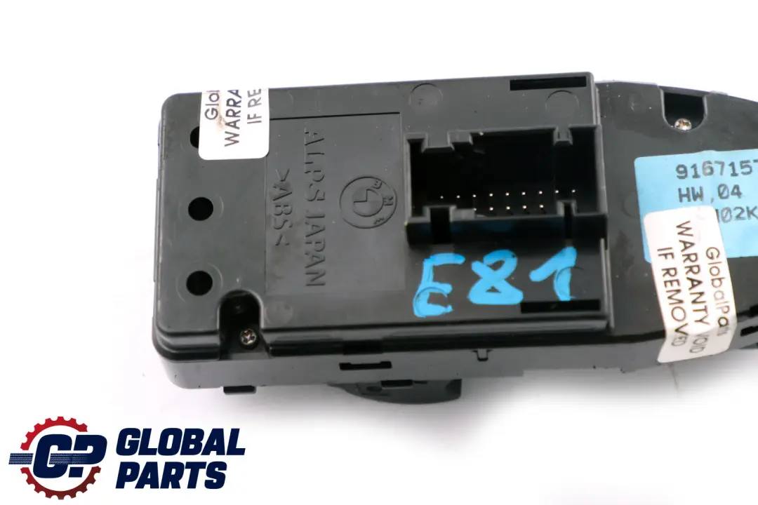 Interruttore alzacristalli lato guida destro per BMW E81 E82 con numero di parte 9167157 BMW E81 E82 Interruttore alzacristalli lato guida destro - SKU 9167157-1 - Numero di parte 9167157