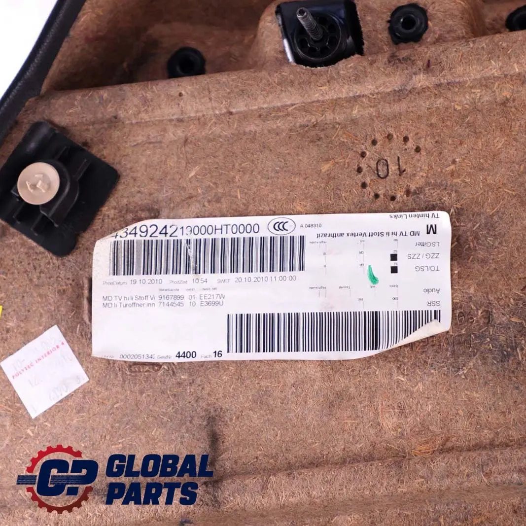 BMW 3 Series E90 LCI Rear Left Door Card Panel N/S Cloth Vertex Anthracite - SKU 9167899-2 - Part number 9167899
