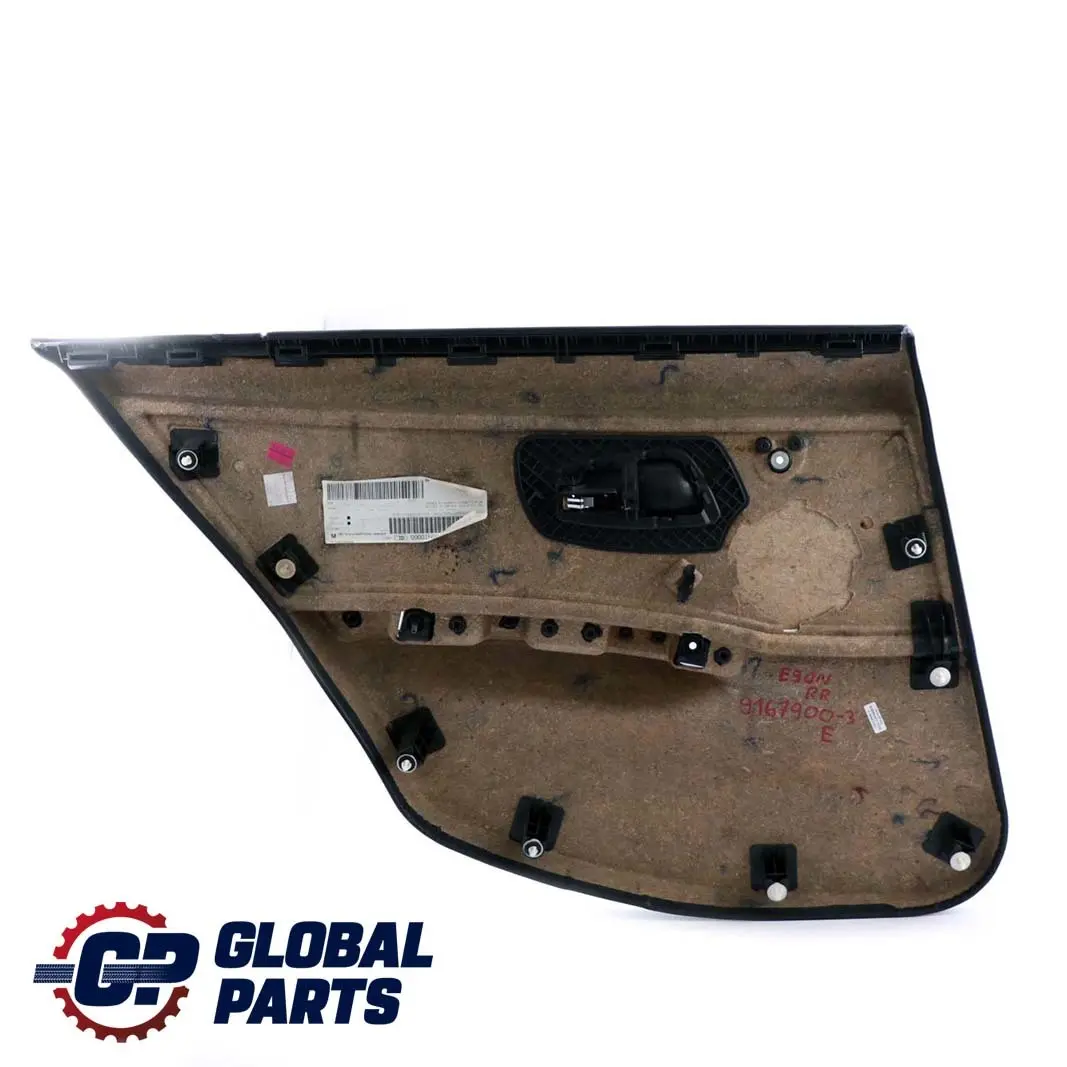 BMW 3 Series E90 LCI Rear Right Door Card Panel O/S Cloth Vertex Anthracite - SKU 9167900-3 - Part number 9167900