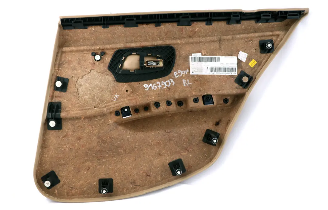 Trasera Izquierda Forro Tarjeta Puerta Beige Tela Trim para BMW E90 LCI con número de pieza 9167903 BMW E90 LCI Trasera Izquierda Forro Tarjeta Puerta Beige Tela Trim - SKU 9167903 - Número de pieza 9167903