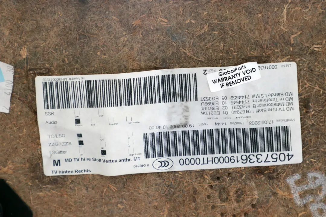 Right O/S Door Card Lining Cloth Anthracite to BMW 3 Series E90 E91 LCI 2 Rear with Part number 9167940 BMW 3 Series E90 E91 LCI 2 Rear Right O/S Door Card Lining Cloth Anthracite - SKU 9167940-2 - Part number 9167940