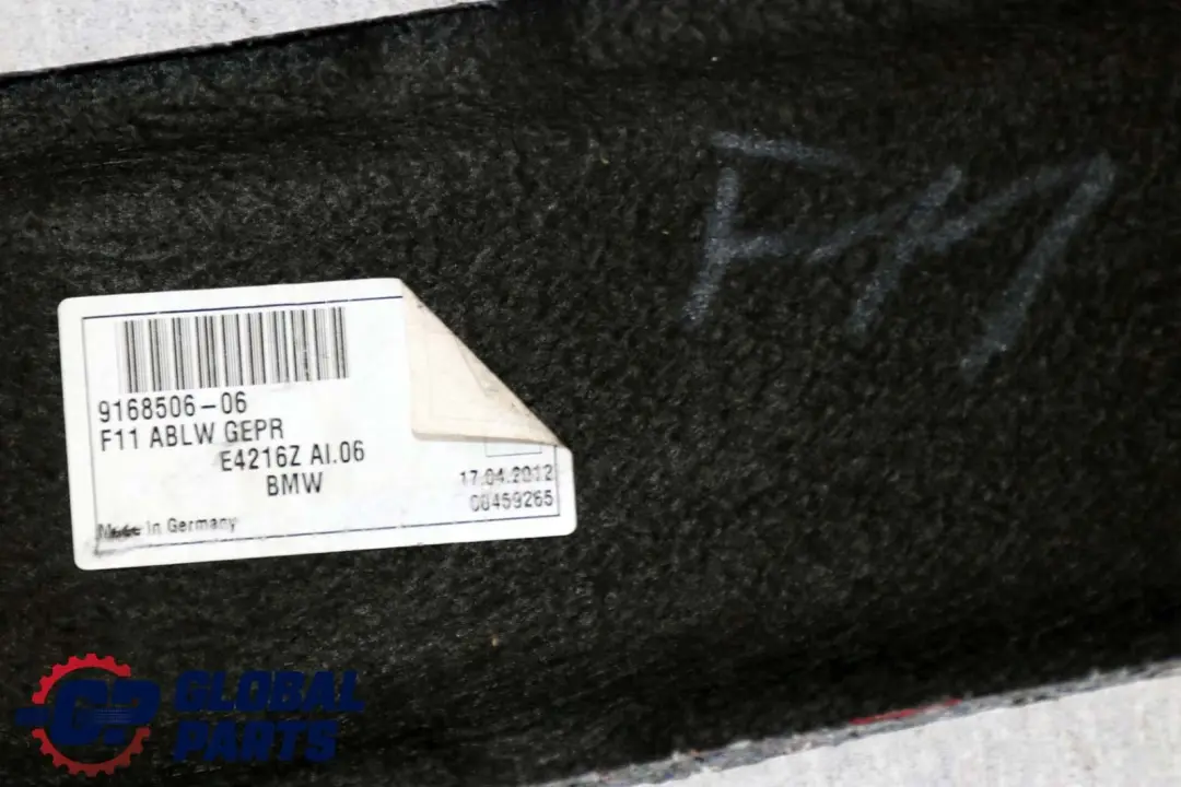 Podłoga Wnęka Wykładzina Bagażnika do BMW F11 o numerze 9168506 BMW F11 Podłoga Wnęka Wykładzina Bagażnika - SKU 9168506 - Numer Części 9168506