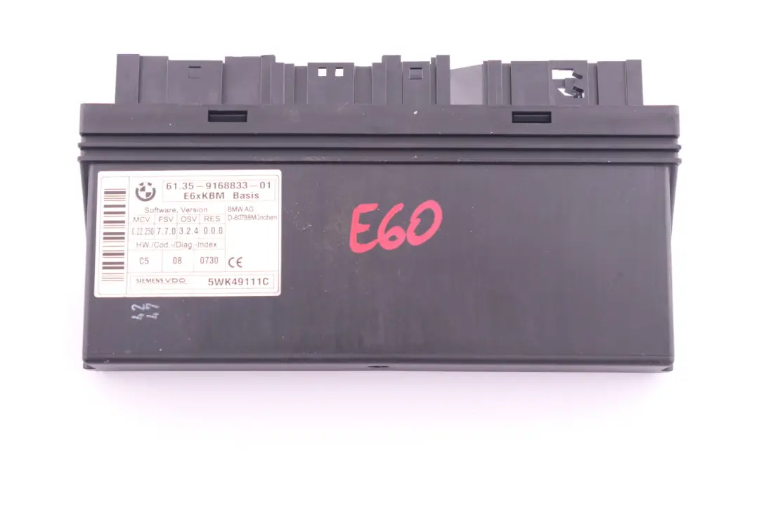E63N Body Control Module ECU Unidad De Control para BMW E60 E60N E63 con número de pieza 9168833 BMW E60 E60N E63 E63N Body Control Module ECU Unidad De Control - SKU 9168833 - Número de pieza 9168833